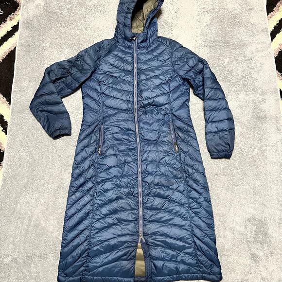LL Bean Puffer Jacket Womens Medium Long 850 Down Downtek Blue Hooded *** - Picture 1 of 11